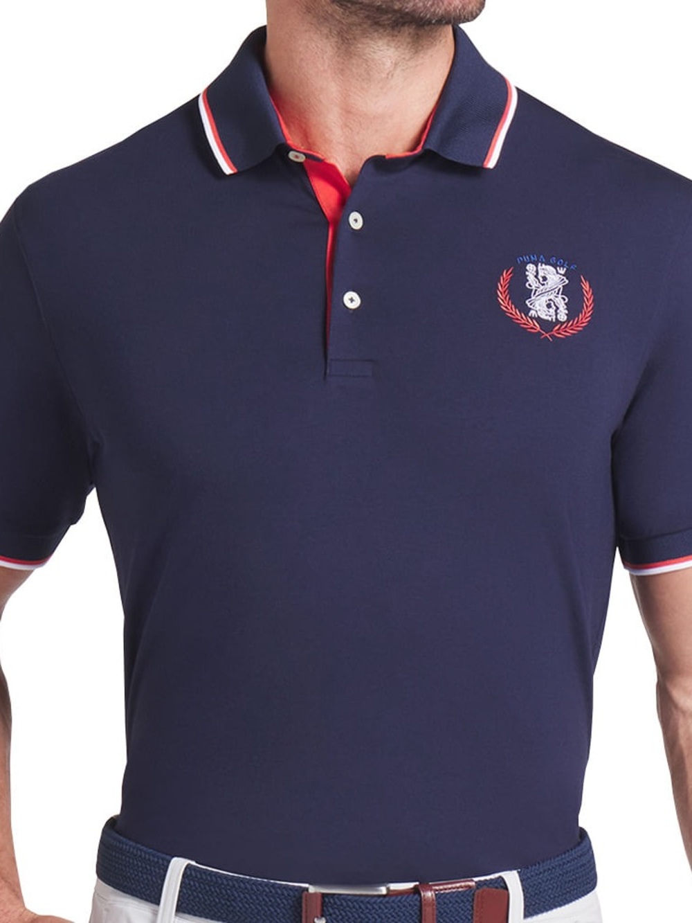 Puma Golf Men’s Modalon Queen City Polo - Deep Navy With White & Red Accents XL